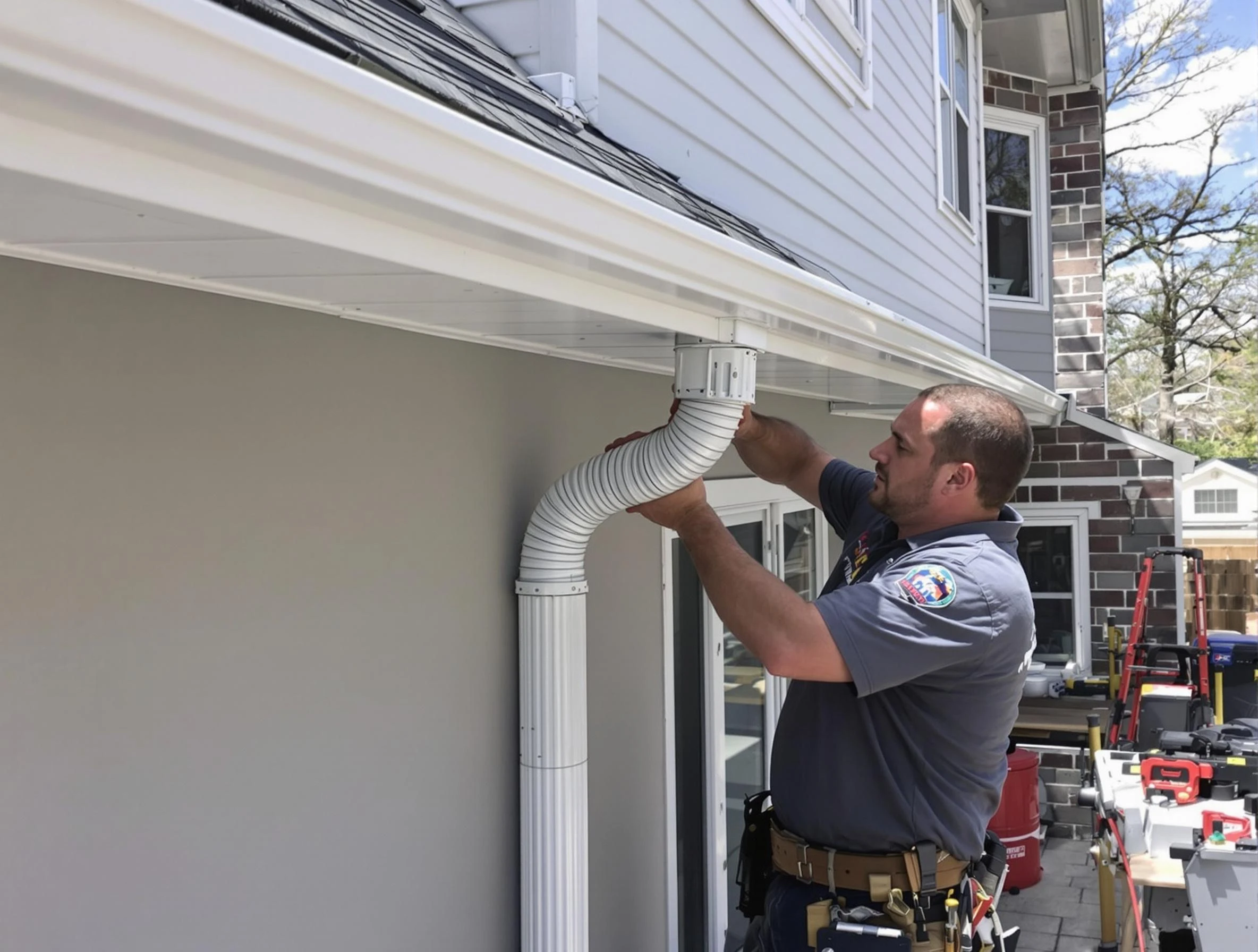 Downspouts installed by Maple Heights Roofing Company to guide water away in Maple Heights, OH